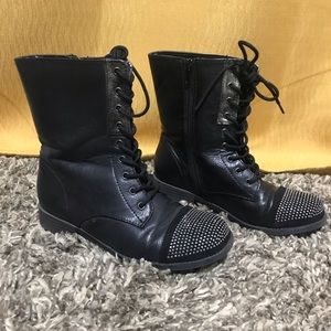 Kids  bling Combat Boots with silver studs